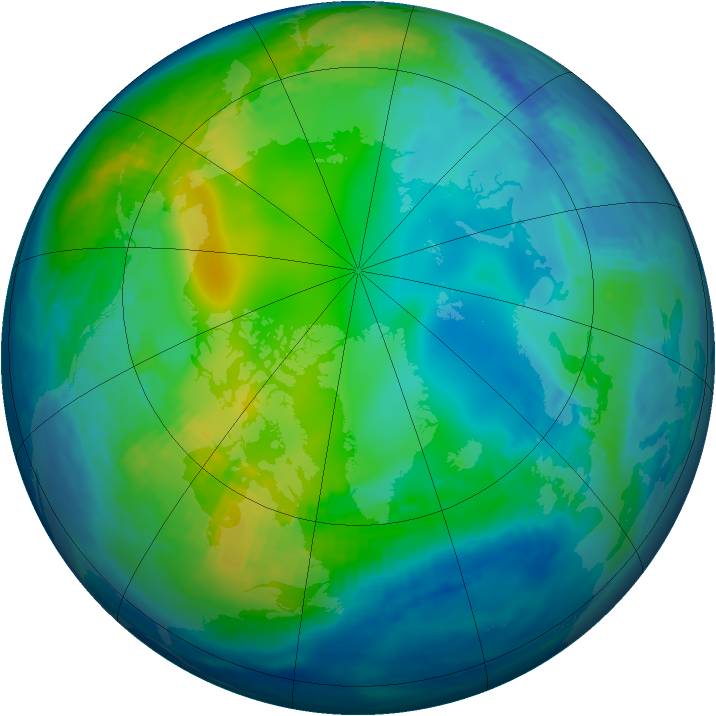 Arctic ozone map for 16 November 1992